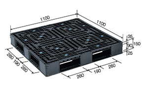 1,100x1,100x150 พาเลทพลาสติก วินโดว์ หน้าตะแกรง (แบบ 1)